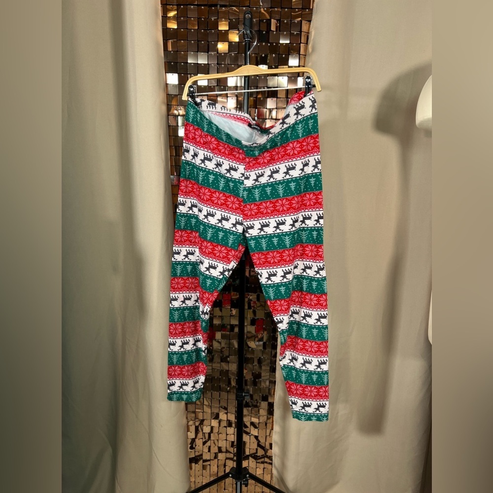 George Holiday Style Leggings Red Green White Waist 17-18